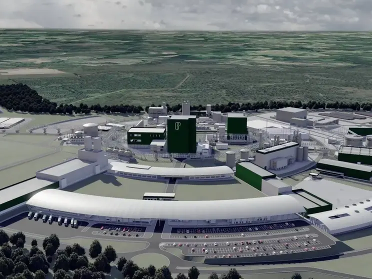 Recreaci&oacute;n de la planta industrial que Altri proyectaba en Palas de Rei