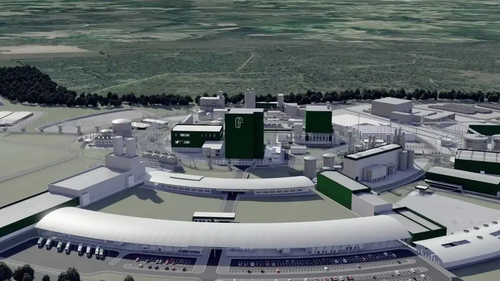 Recreaci&oacute;n de la planta industrial que Altri proyectaba en Palas de Rei